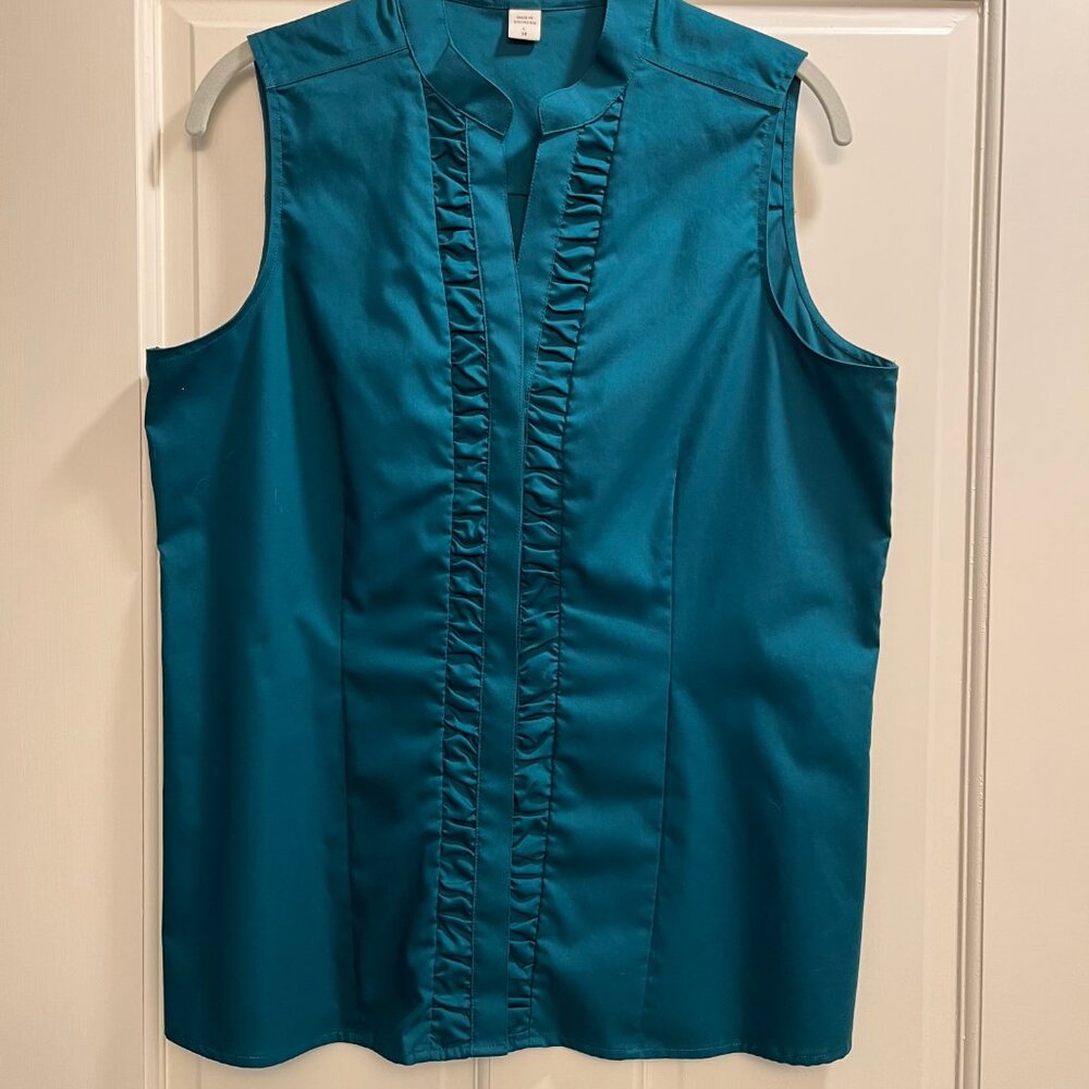 NWOT Coldwater Creek Teal No-Iron Sleeveless Blouse